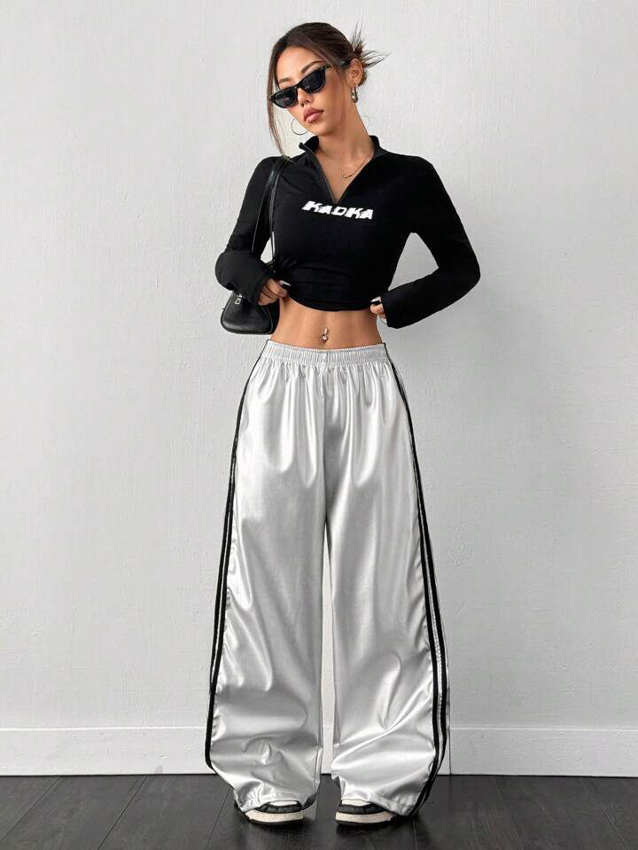 "Splendor" Stripes Parachute Pant