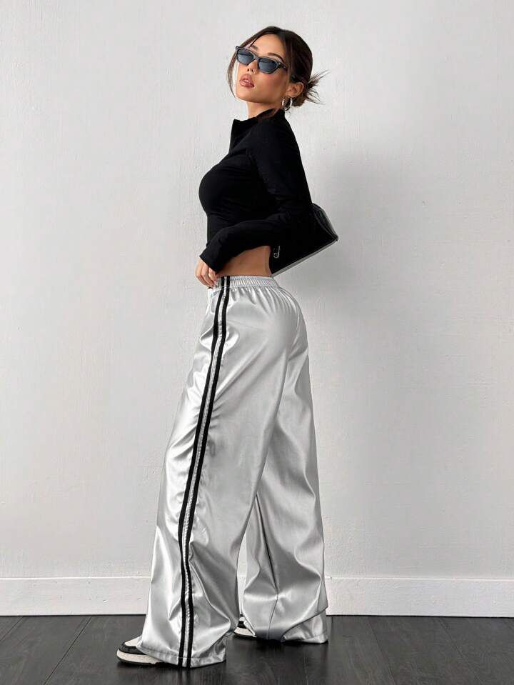 "Splendor" Stripes Parachute Pant