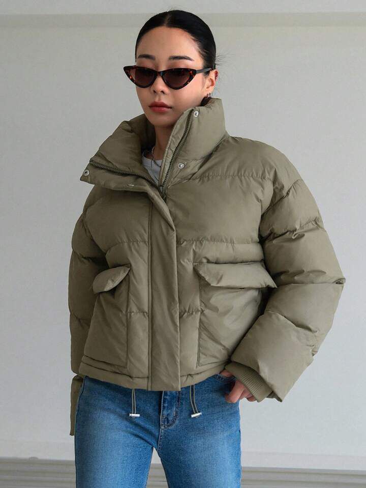 "Ember Glow" Light Green Puffer Jacket