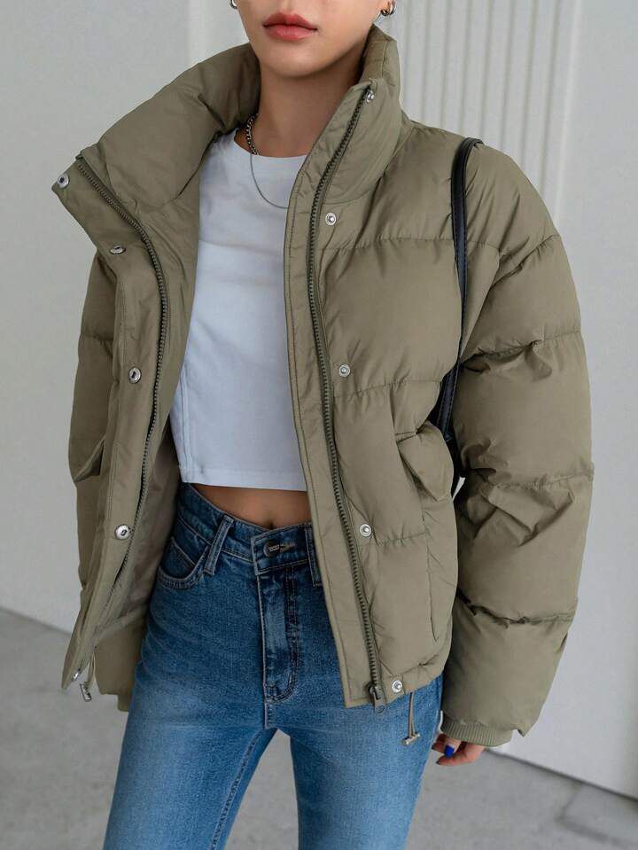 "Ember Glow" Light Green Puffer Jacket