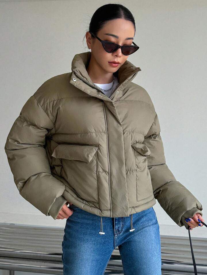 "Ember Glow" Light Green Puffer Jacket