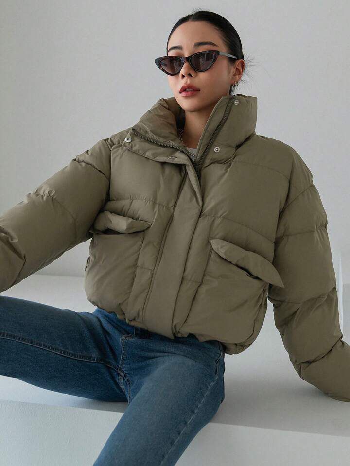 "Ember Glow" Light Green Puffer Jacket