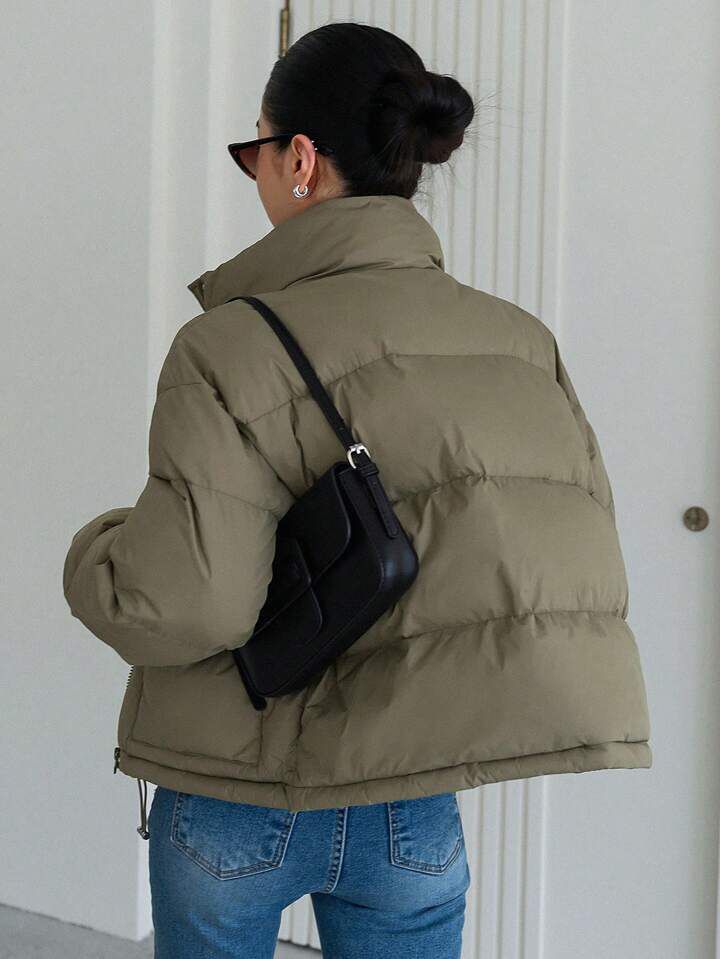 "Ember Glow" Light Green Puffer Jacket