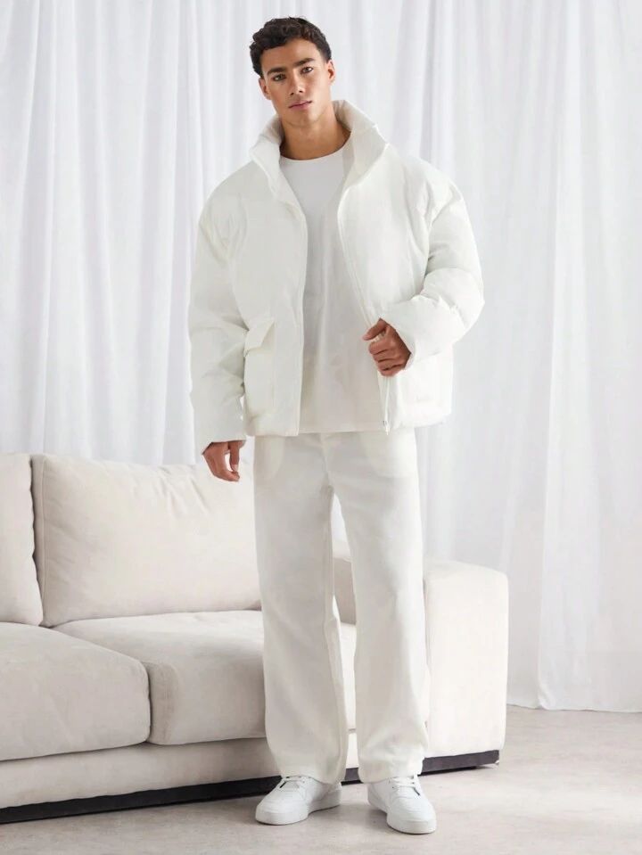 "Vibrant" (Unisex) White Puffer Jacket