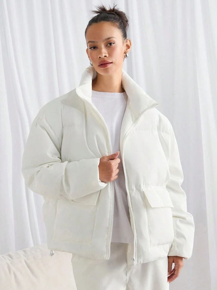 "Vibrant" (Unisex) White Puffer Jacket