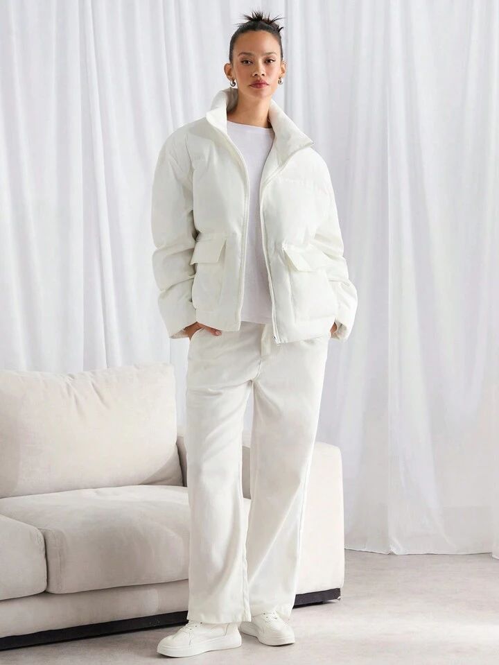"Vibrant" (Unisex) White Puffer Jacket
