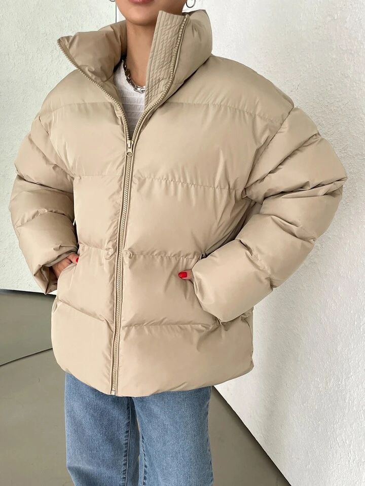 "Glam doll" Beige Puffer Jacket