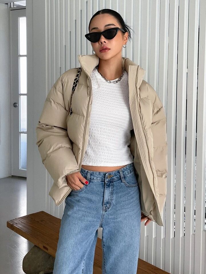 "Sawera" Beige Puffer Jacket