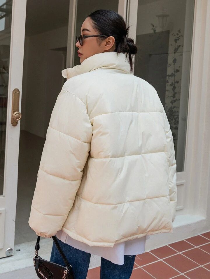 "Showstopper" Cream Puffer Jacket