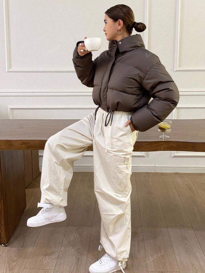 "Bombshell" Cream Puffer Jacket
