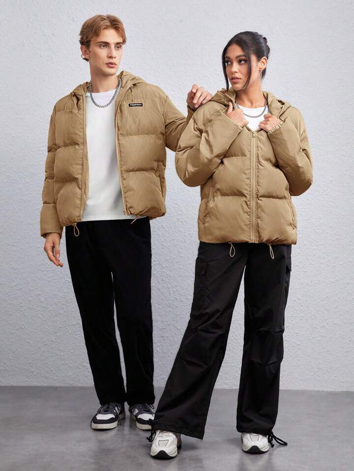 "Fashion icon" (Unisex) Dark Beige Puffer Jacket