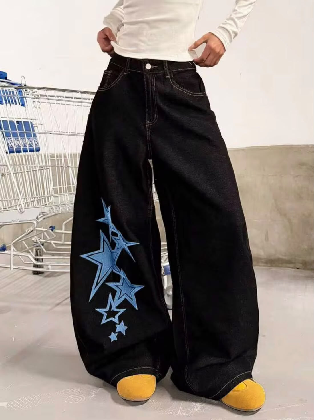 *Best Seller" Stars Printed Black Jeans