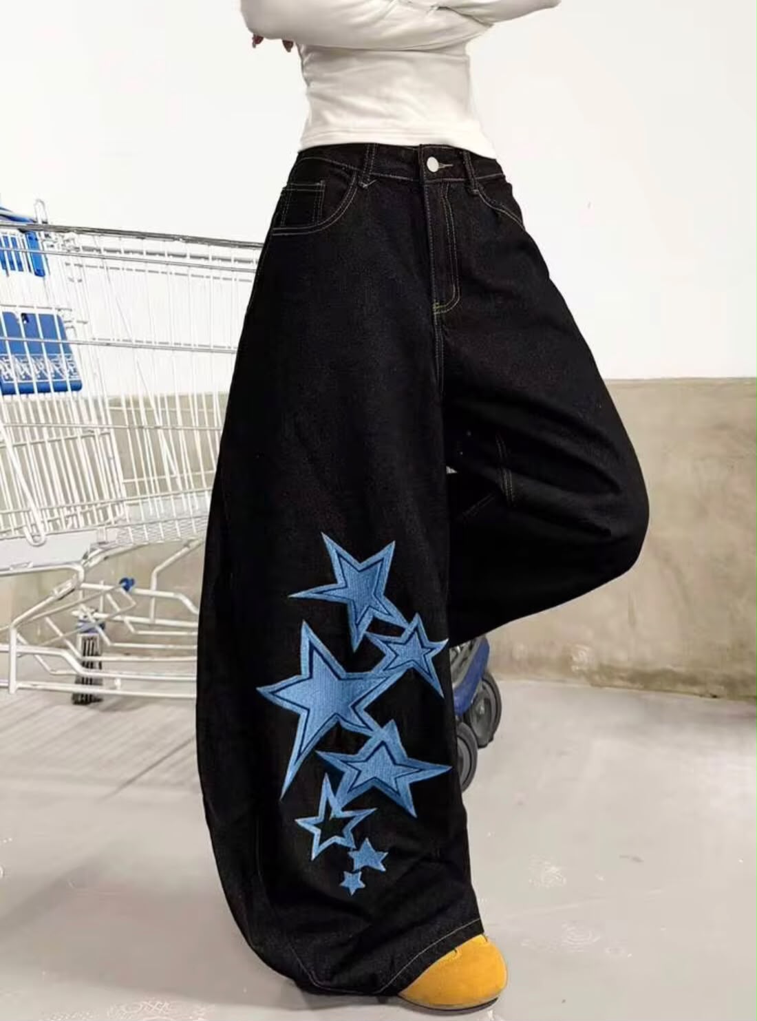 *Best Seller" Stars Printed Black Jeans