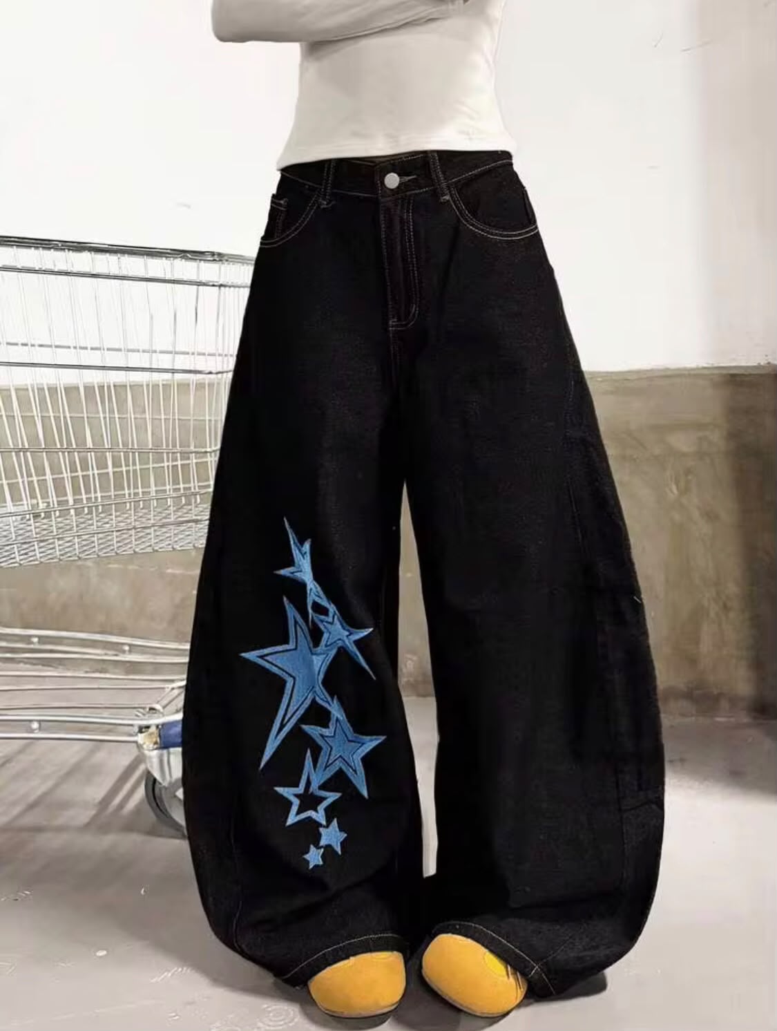*Best Seller" Stars Printed Black Jeans