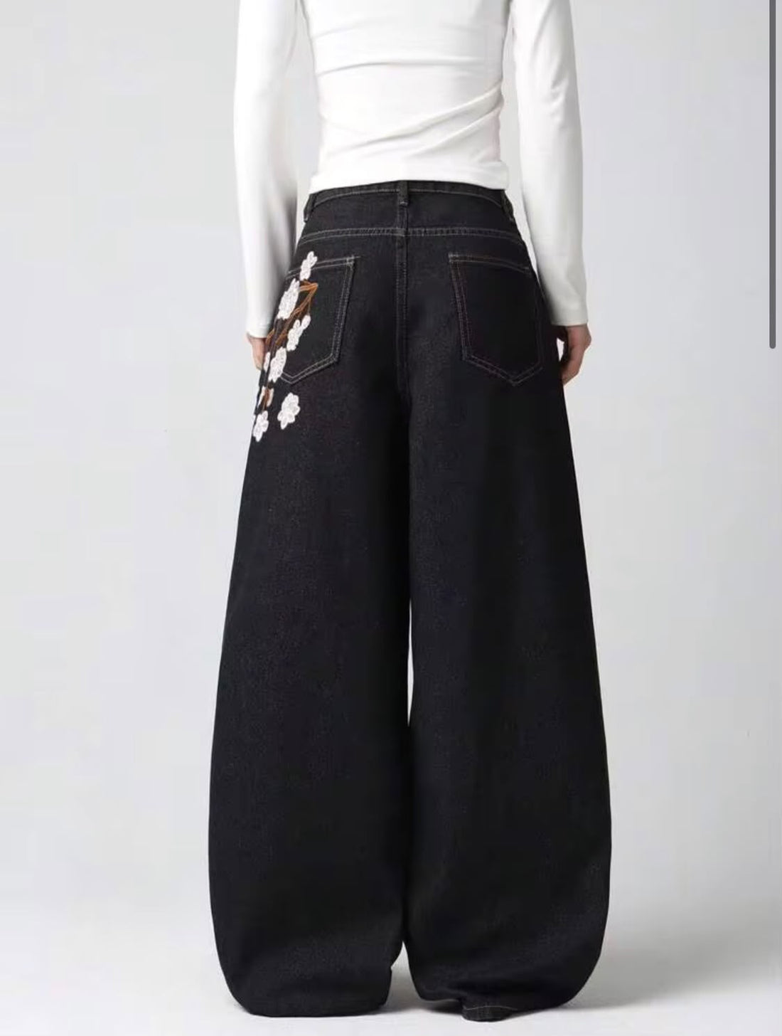 *Best Seller"Flowers Printed Black Jeans