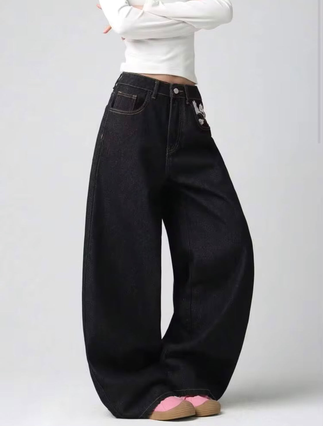 *Best Seller"Flowers Printed Black Jeans