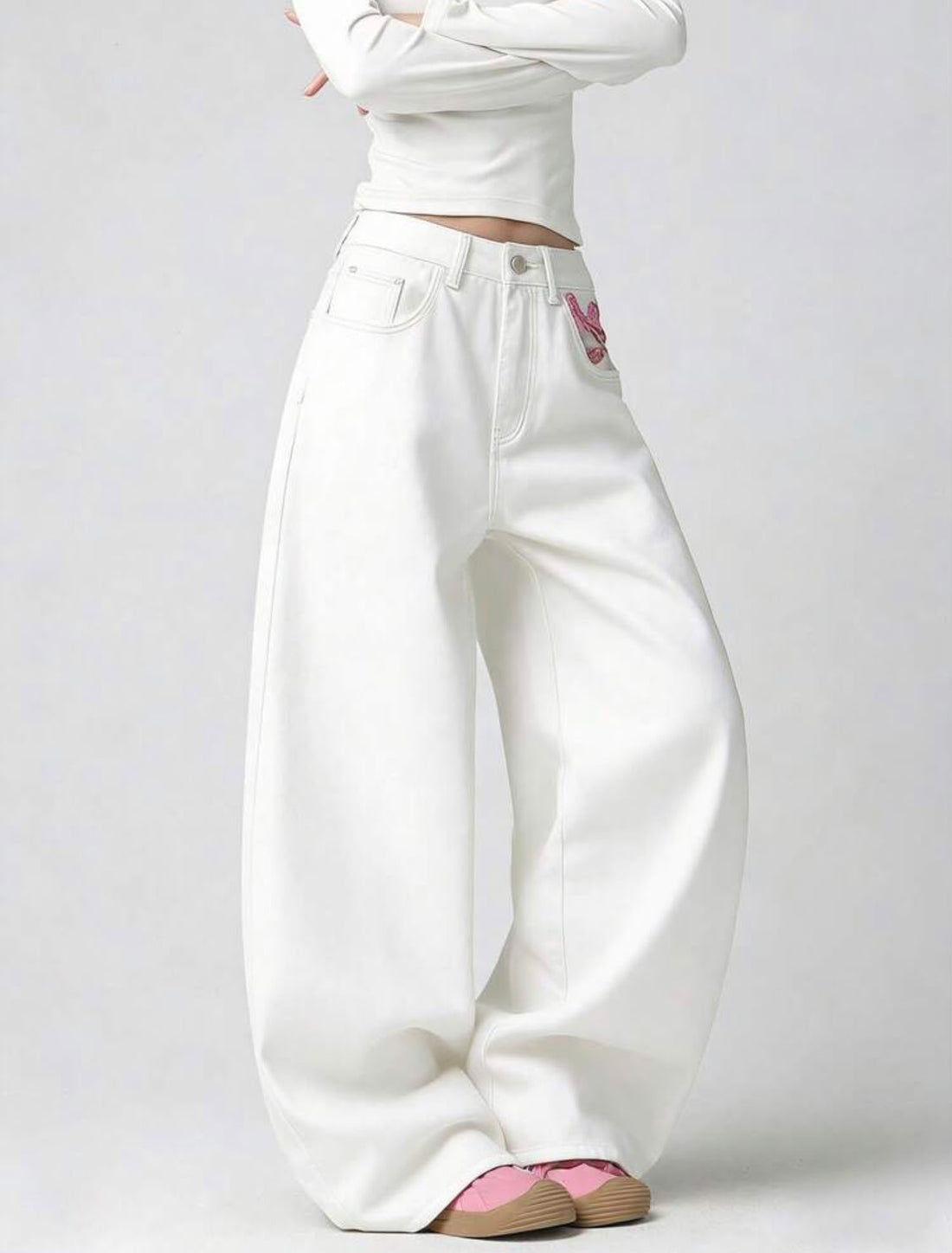 *Best Seller" Flowers Printed White Jeans