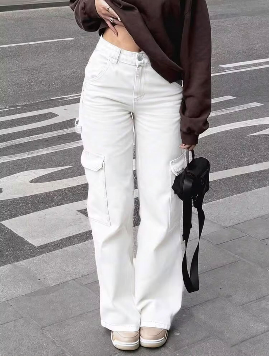 "Glamour" Multipocket White Cargo Pant