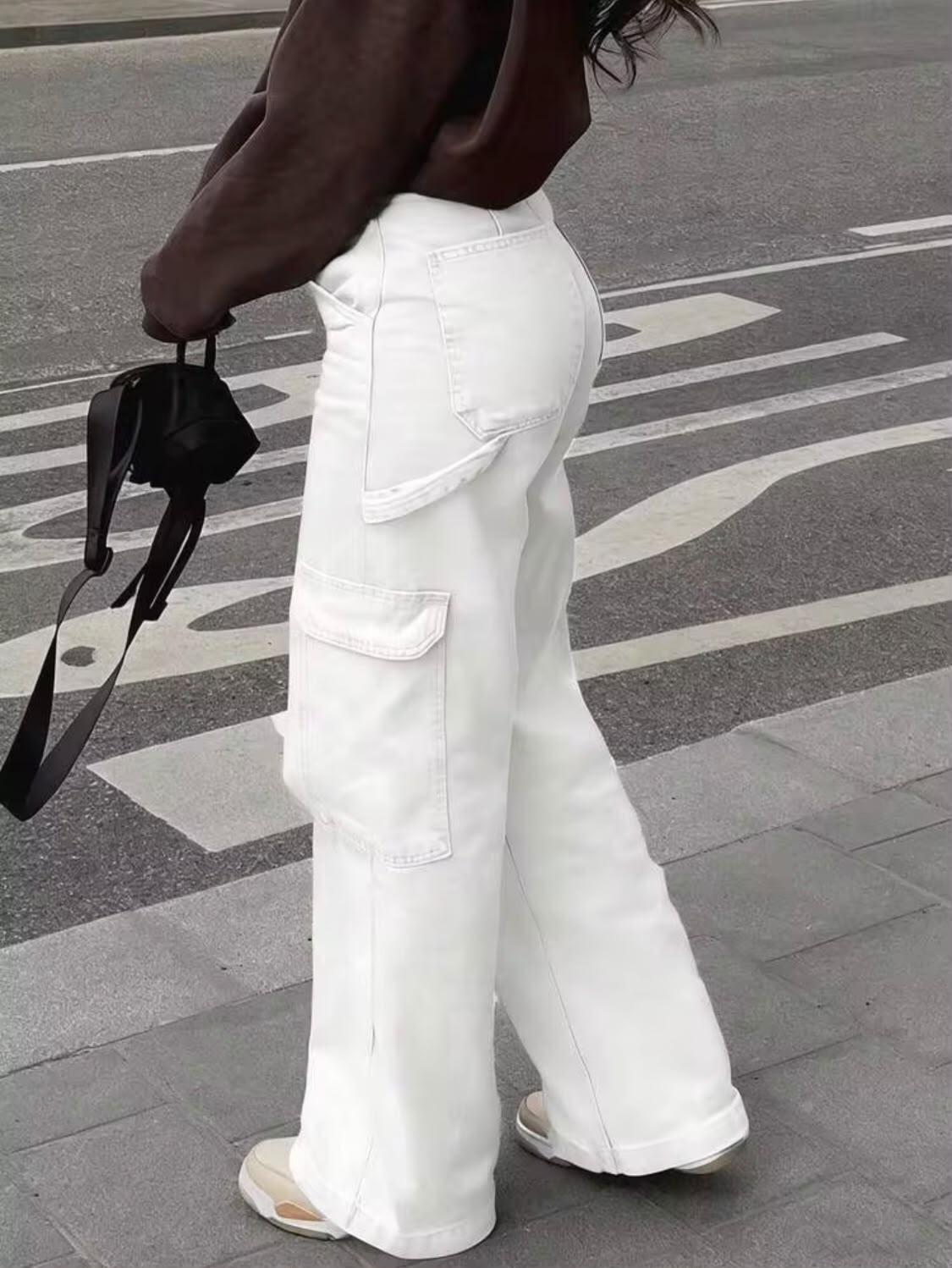 "Glamour" Multipocket White Cargo Pant