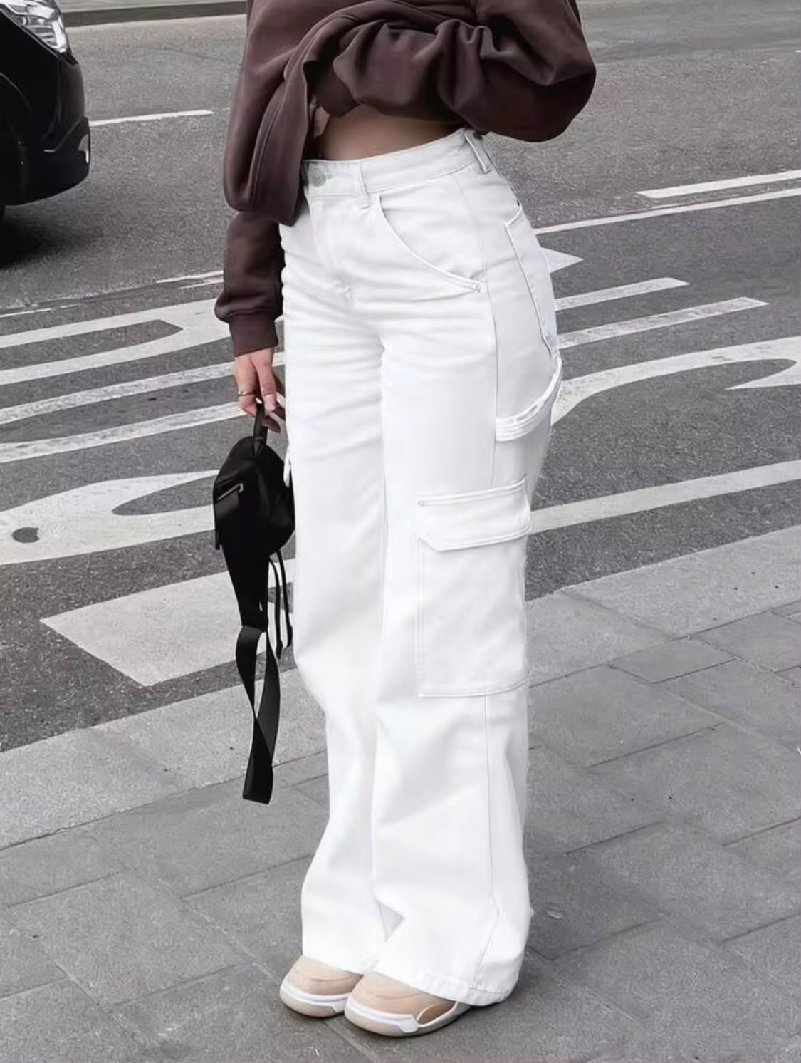 "Glamour" Multipocket White Cargo Pant