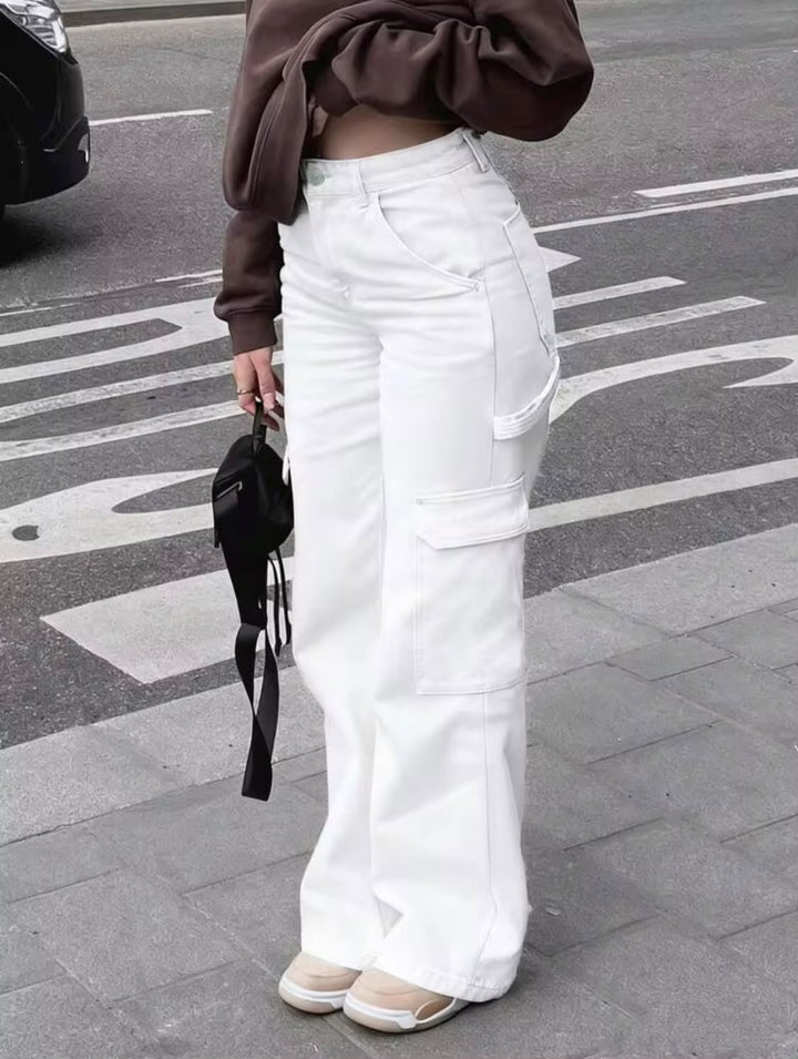 "Glamour" Multipocket White Cargo Pant