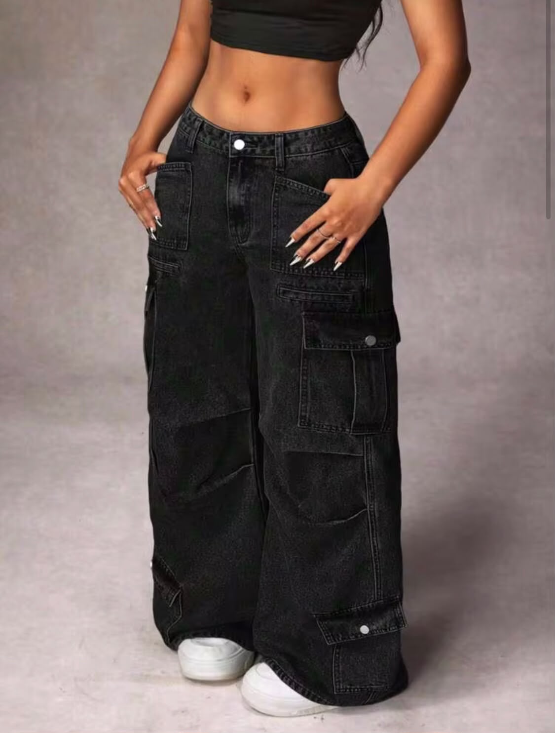 "Gem" Multipocket Black Cargo Pant