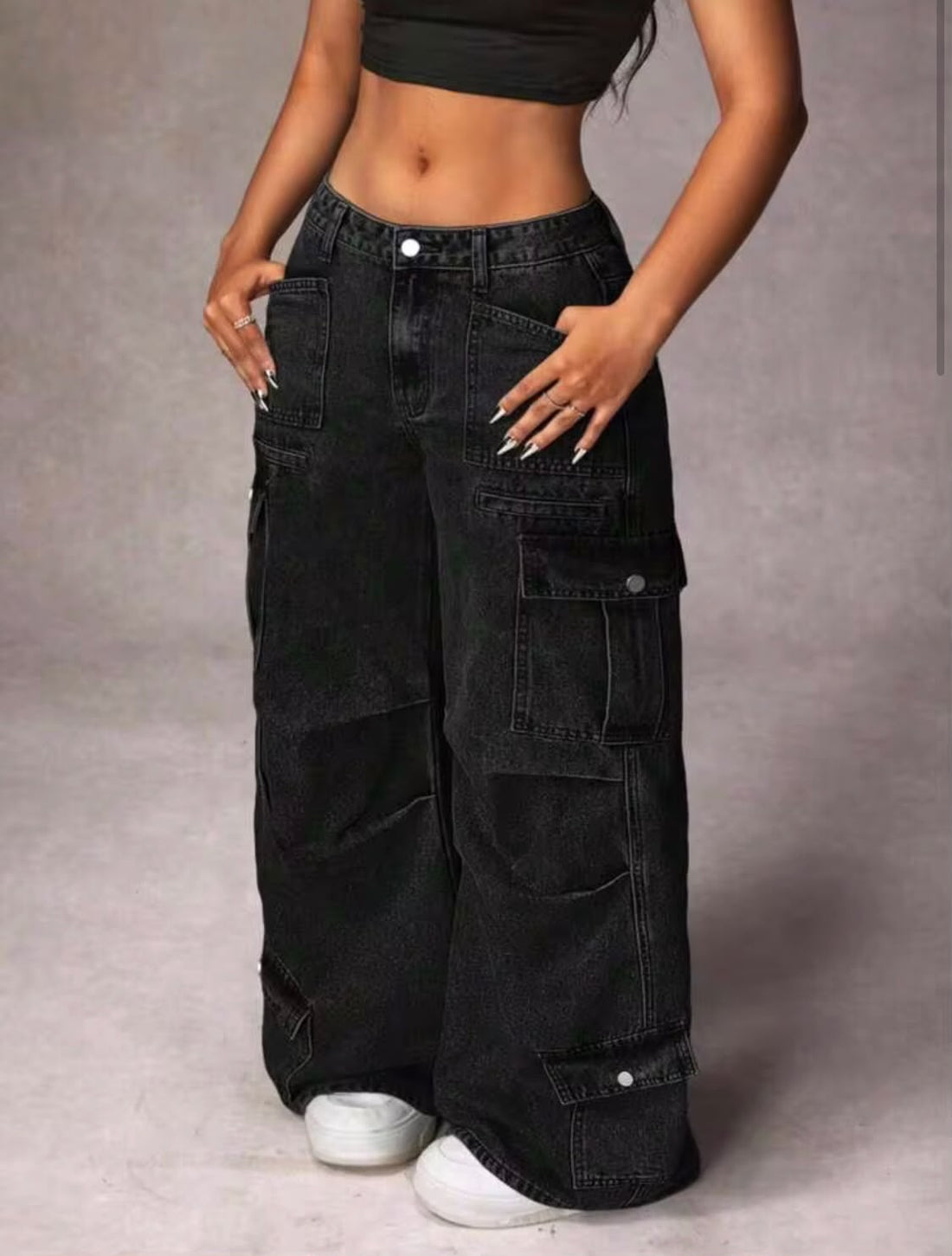 "Gem" Multipocket Black Cargo Pant