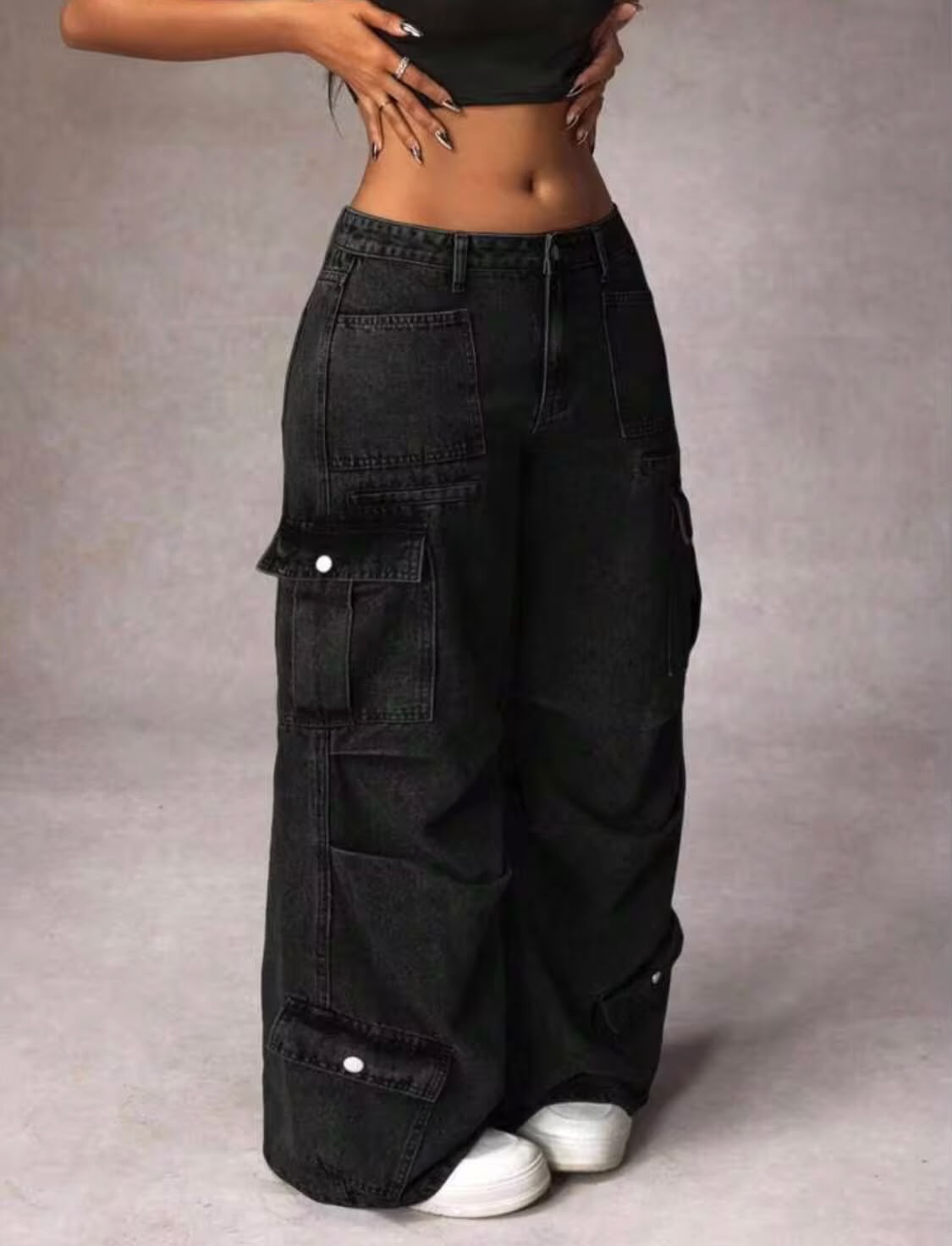 "Gem" Multipocket Black Cargo Pant