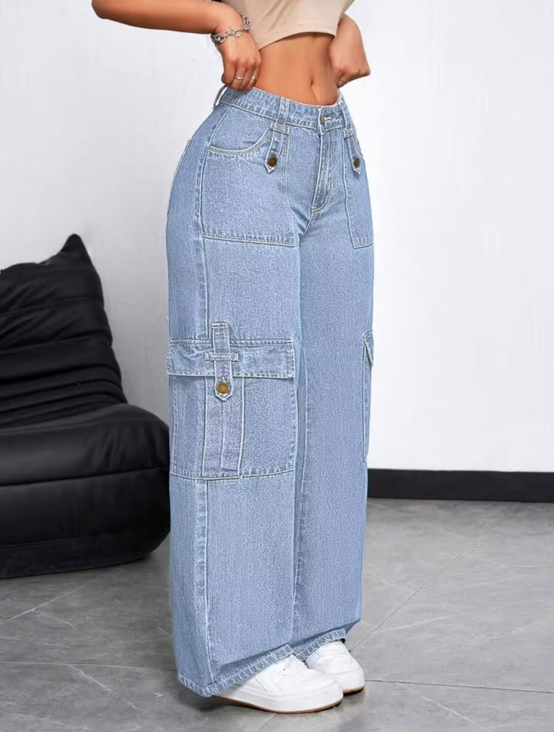 "Serenity" Multipocket Blue Cargo Pant