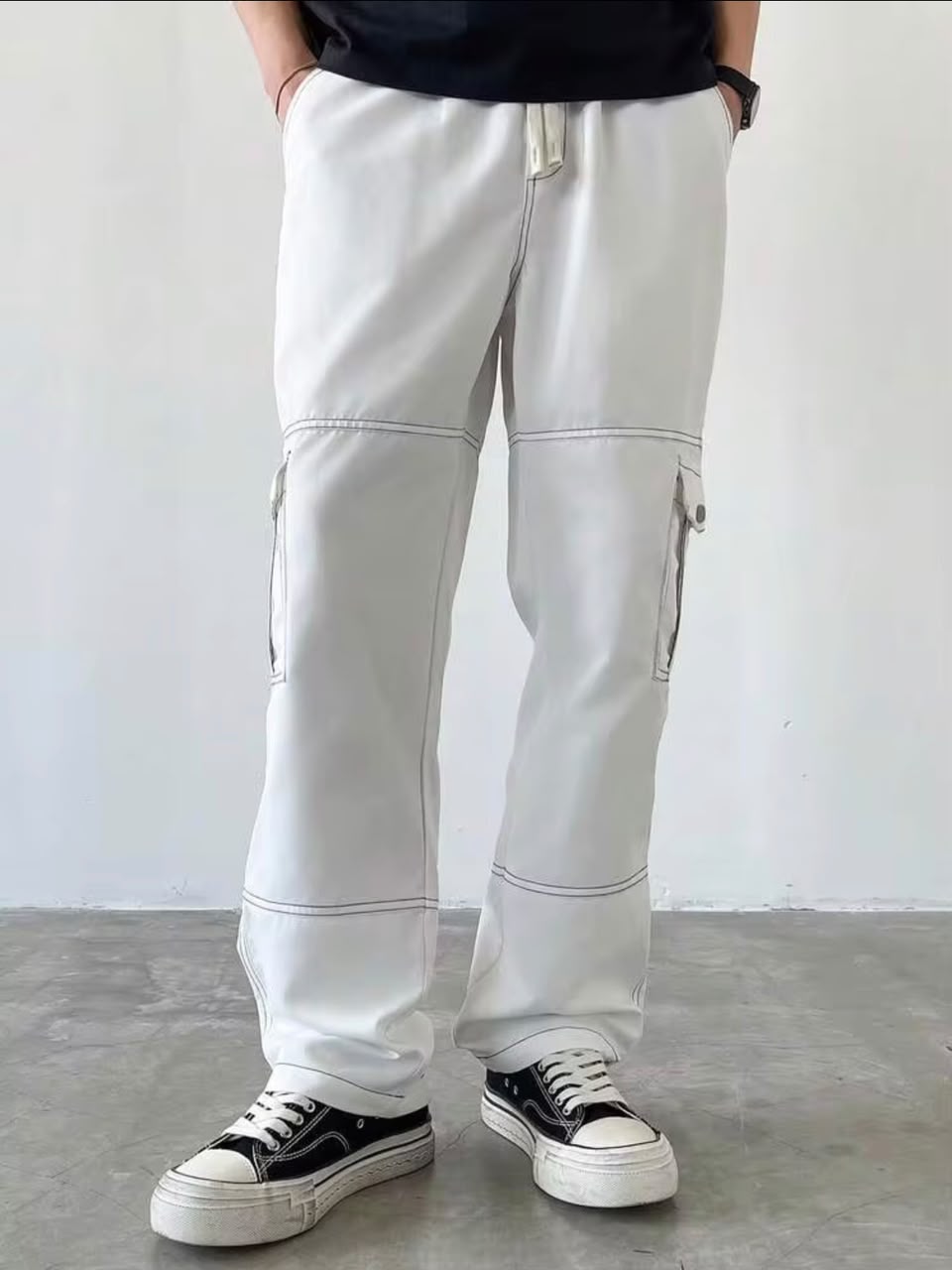 "Martin" Multipocket White Cargo Pant