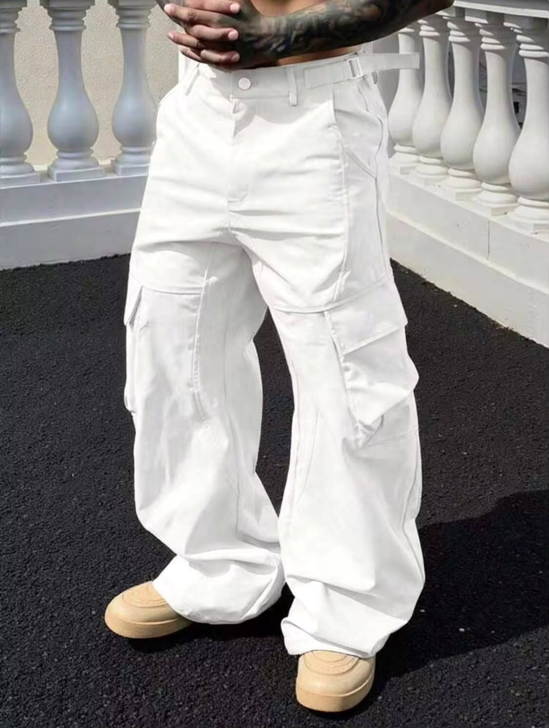 "Olivier" Multipocket White Cargo Pant