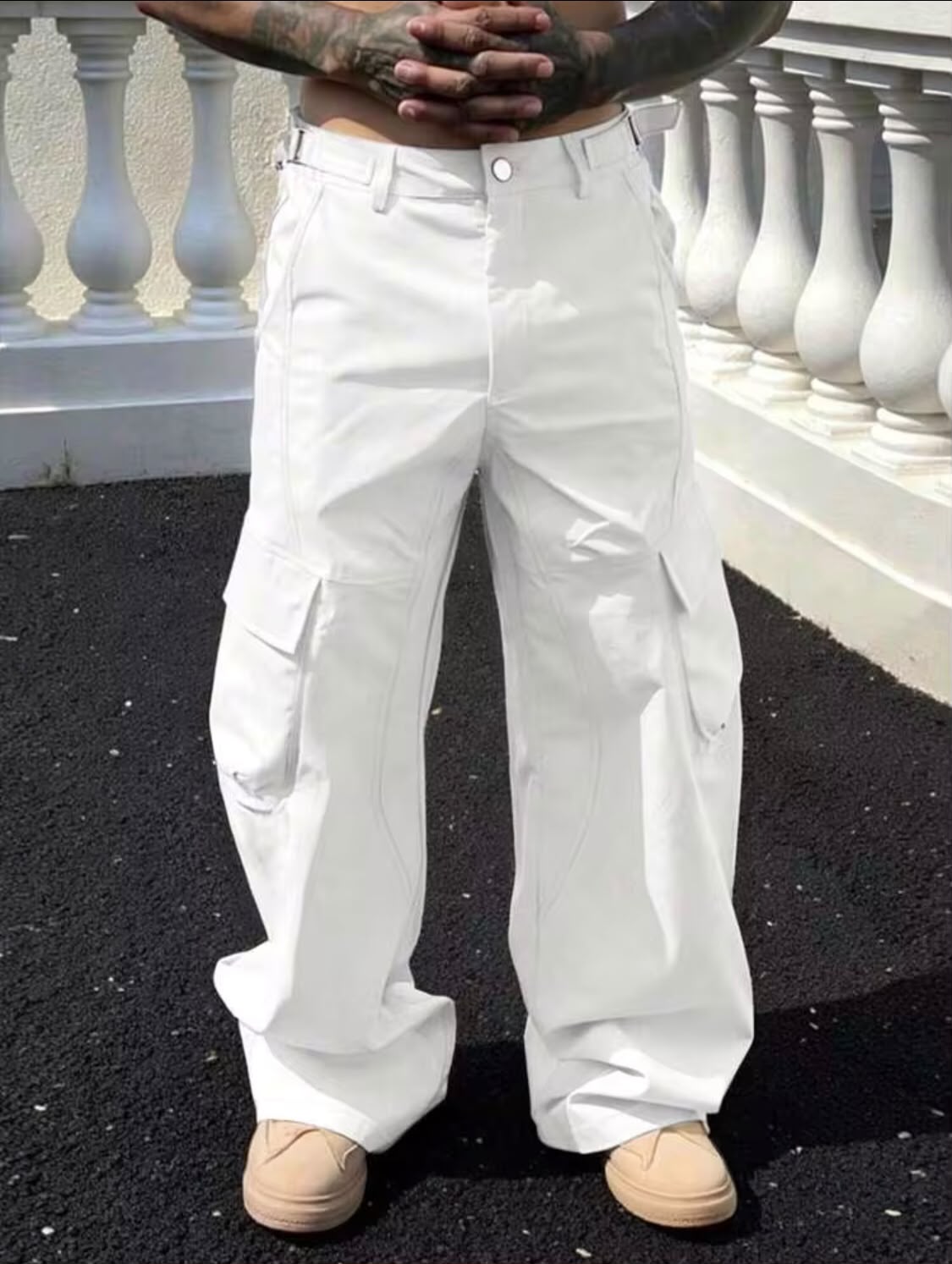 "Olivier" Multipocket White Cargo Pant