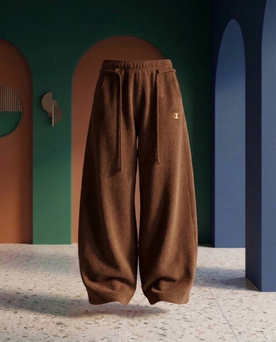 Fleece Baggy Wide Leg Brown Pant