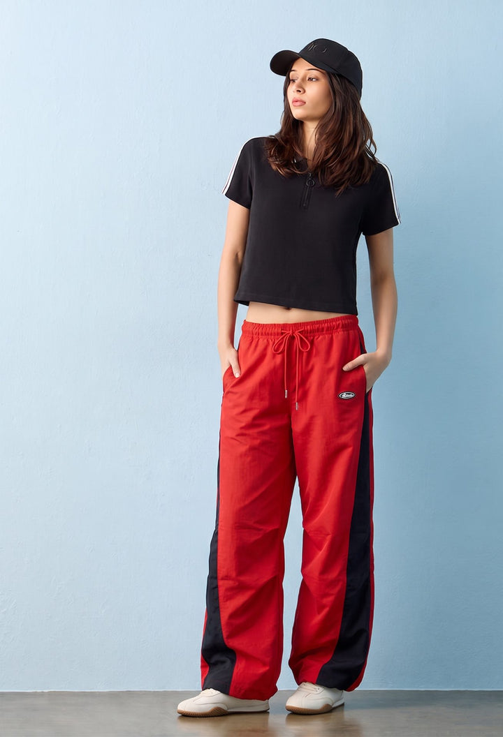 "Lasha" Red Panel Italian Pant