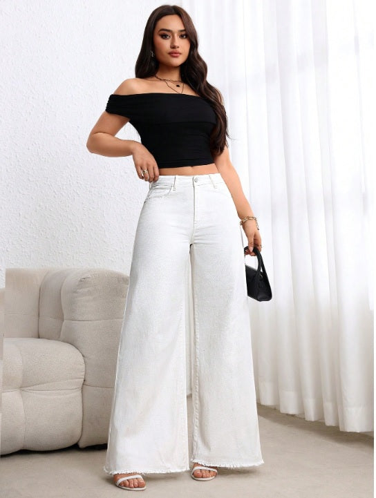 White Wide Leg High Waist Jeans