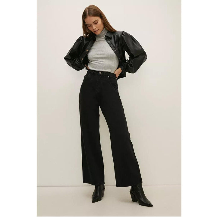 *New Arrival* Short Length Wide Leg Black High Waist Jeans