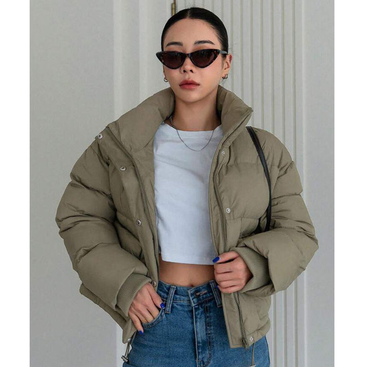 "Ember Glow" Light Green Puffer Jacket