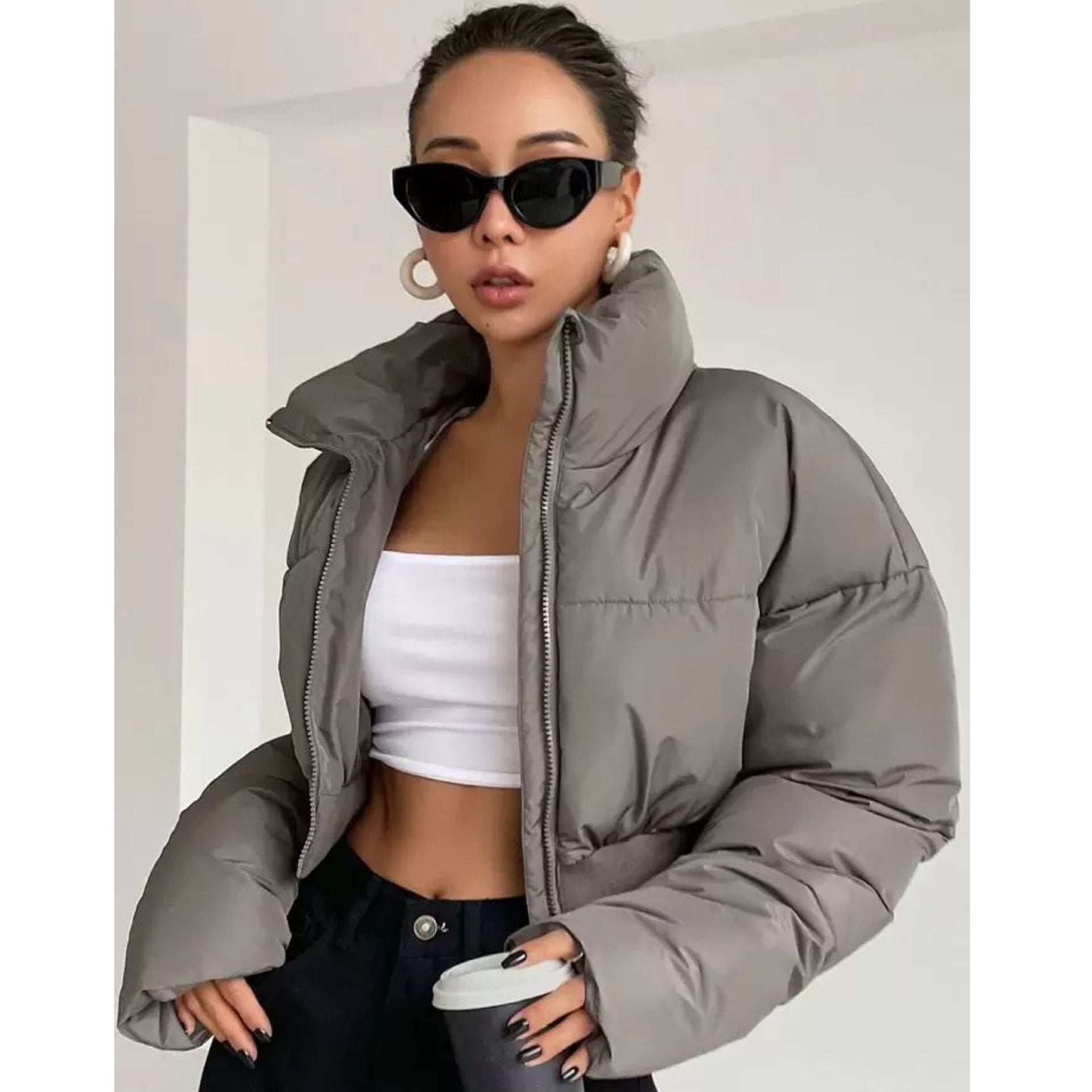 "Head-turner" Grey Puffer Jacket