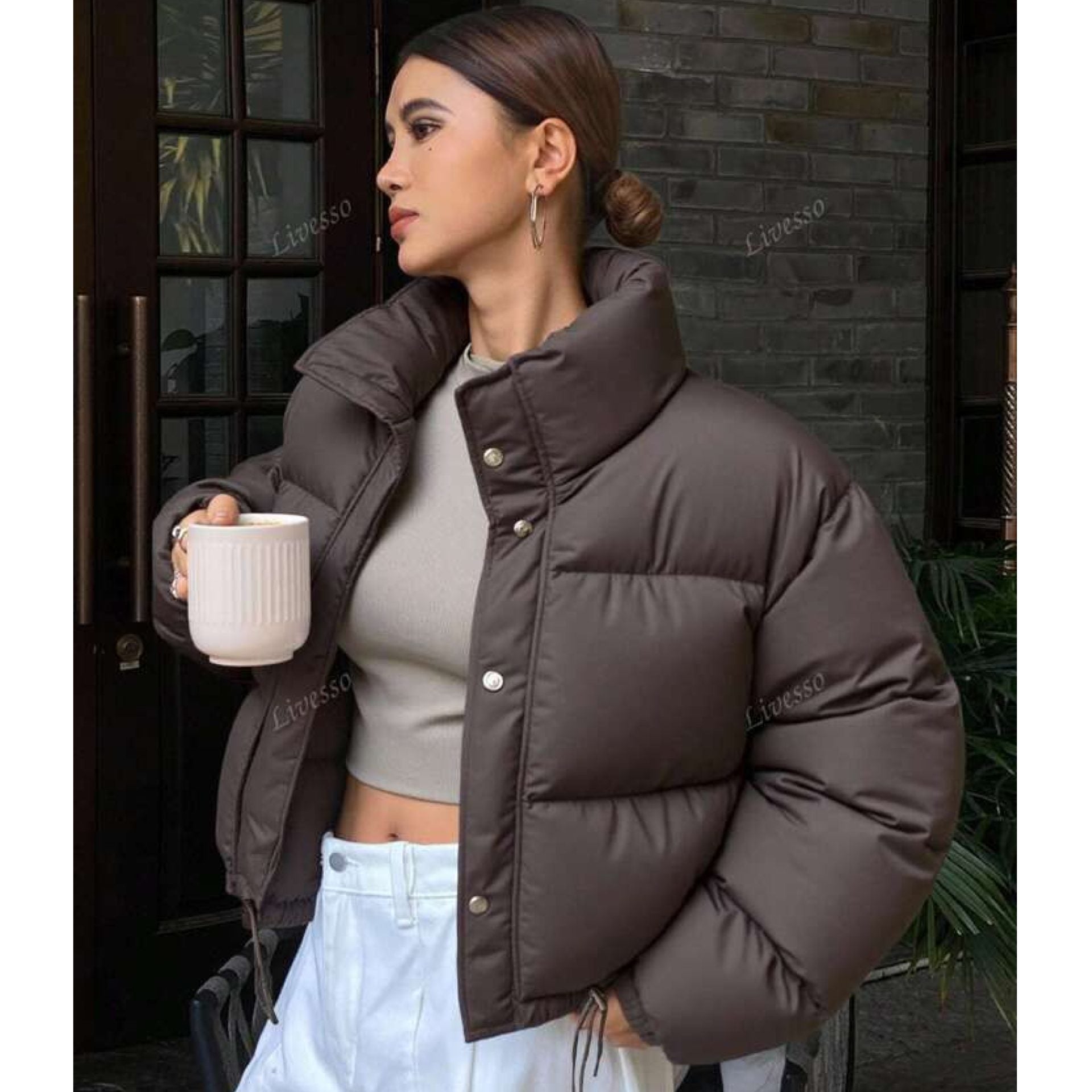 "Bombshell" Cream Puffer Jacket