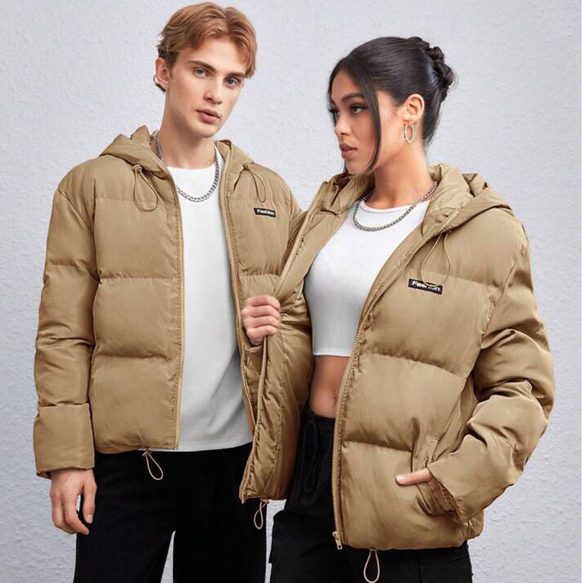 "Fashion icon" (Unisex) Dark Beige Puffer Jacket