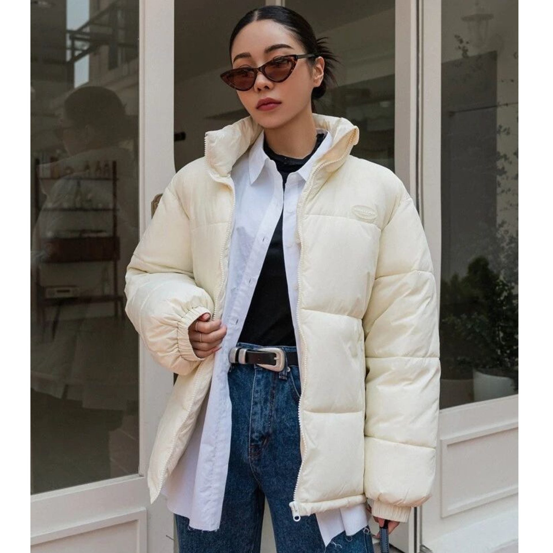 "Showstopper" Cream Puffer Jacket