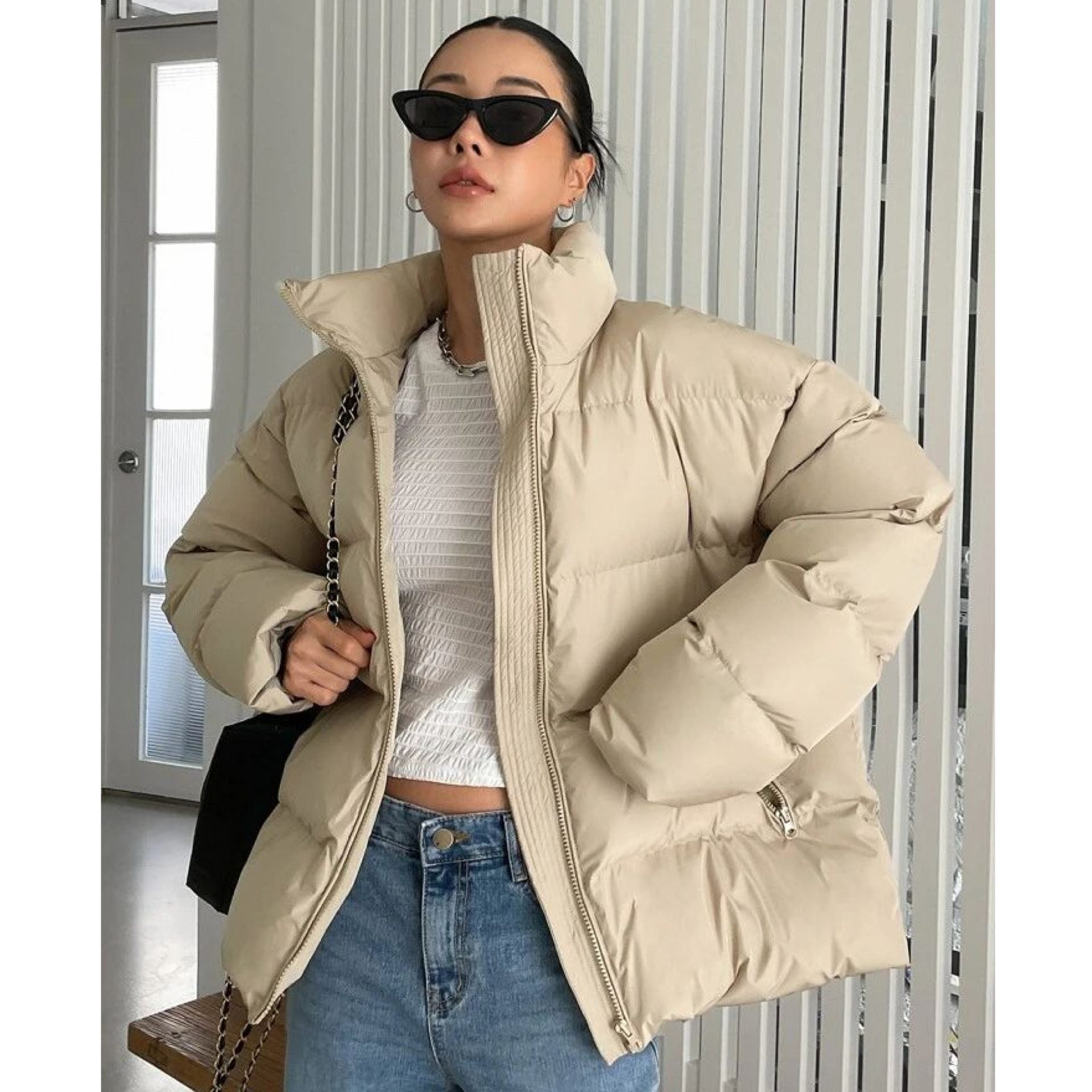 "Sawera" Beige Puffer Jacket