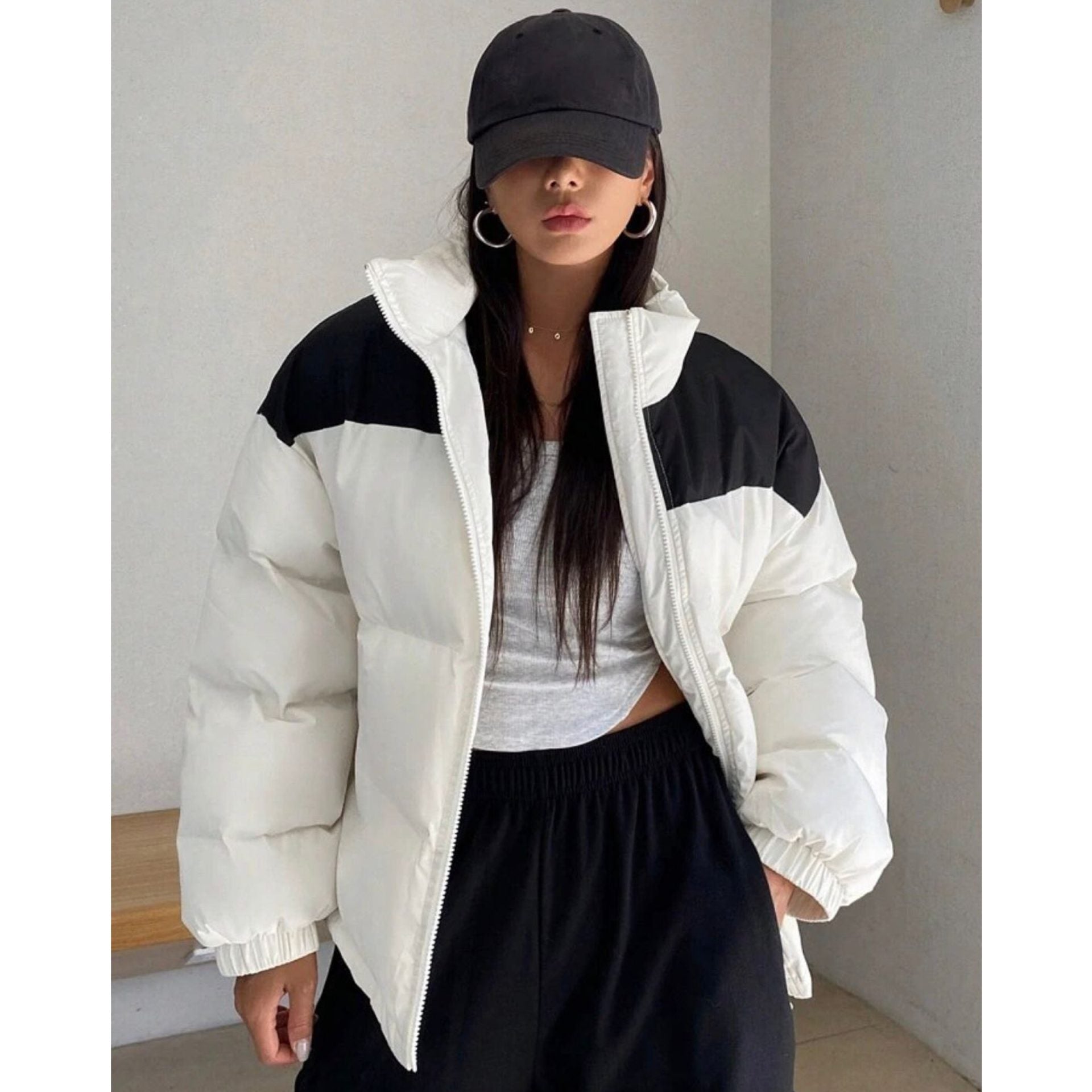 "Showy" White Puffer Jacket