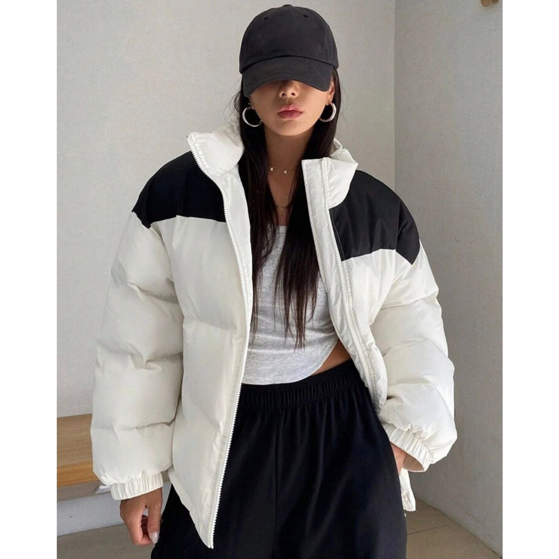 "Showy" White Puffer Jacket