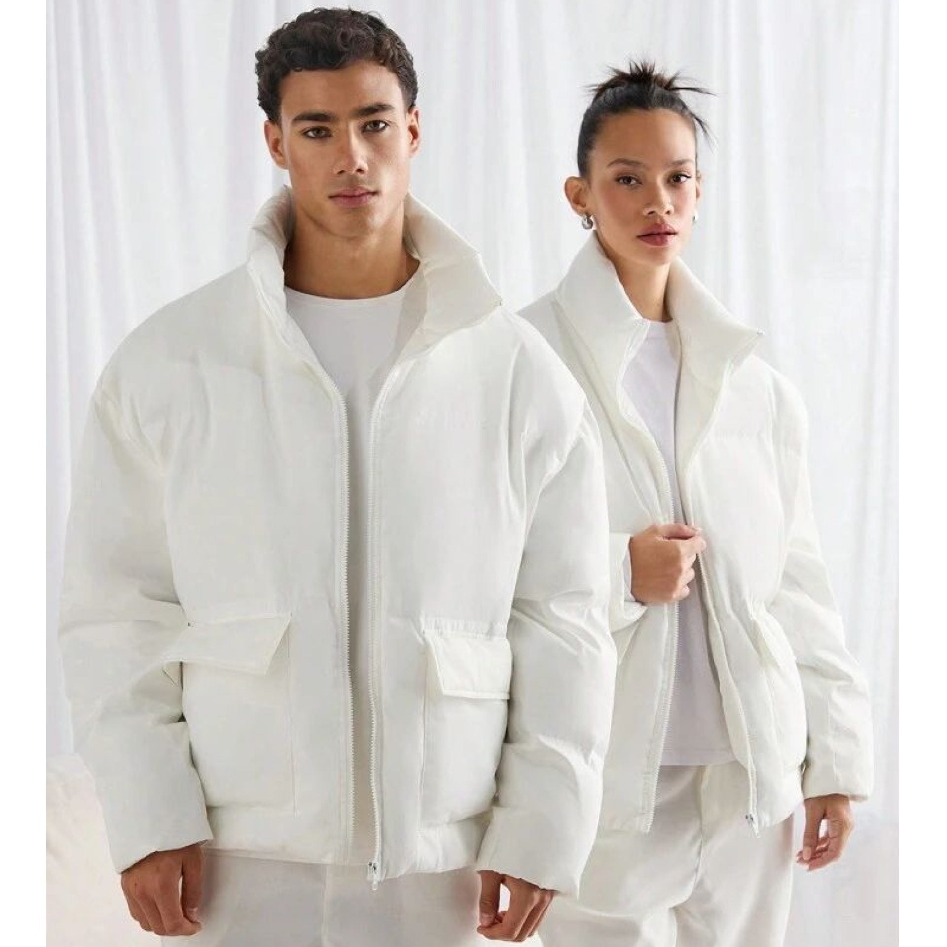 "Vibrant" (Unisex) White Puffer Jacket