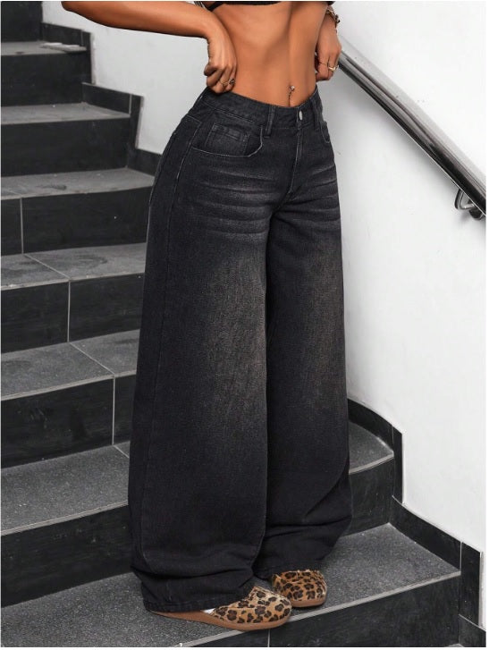 Black Extra Wide Leg Blast High Waist Jeans