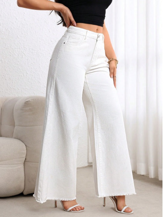 White Wide Leg High Waist Jeans
