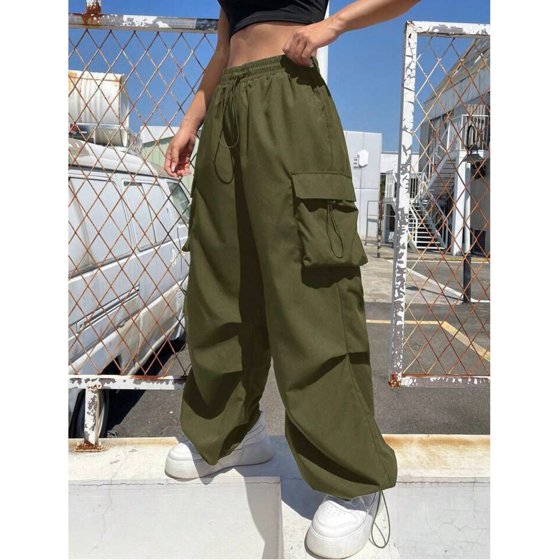 "Siren" MultiPocket Green Cargo Pant