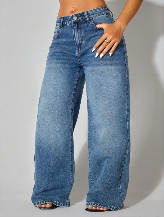 Classic Blue Blast Wide Leg High Waist Jeans