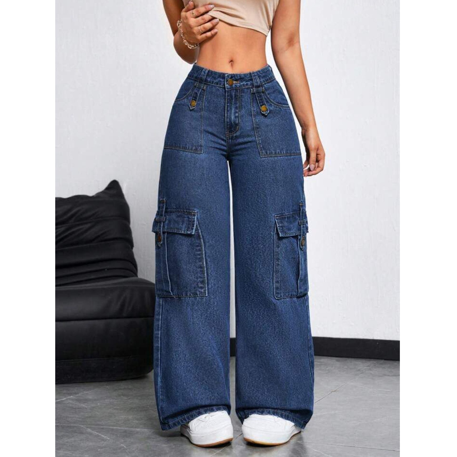 "Lovera" Blue Flap Pocket Cargo Pant